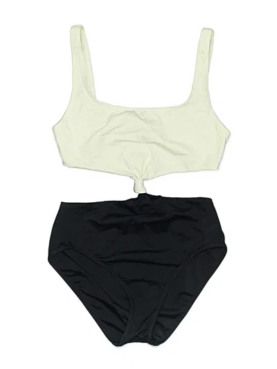 Pre-owned Solid & Striped One Piece Swimsuit In Green