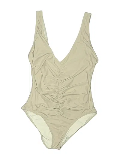 Pre-owned Solid & Striped One Piece Swimsuit In Ivory