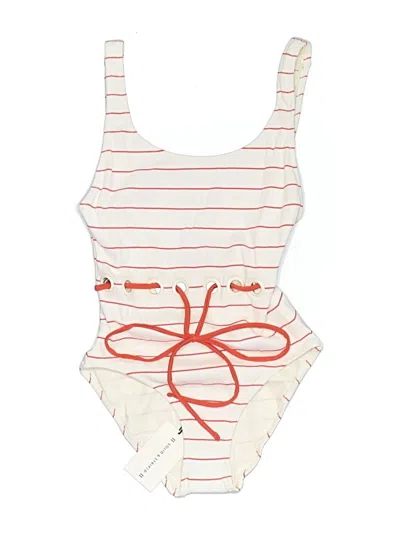 Pre-owned Solid & Striped One Piece Swimsuit In Ivory