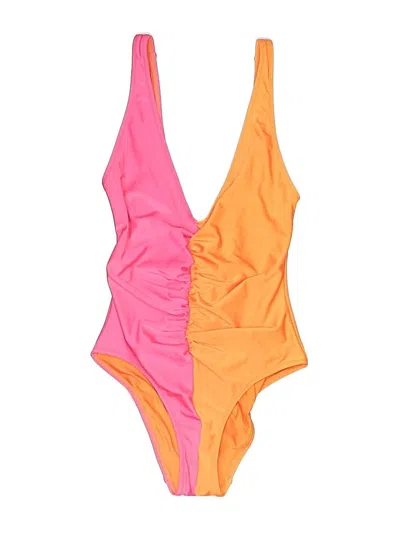 Pre-owned Solid & Striped One Piece Swimsuit In Orange