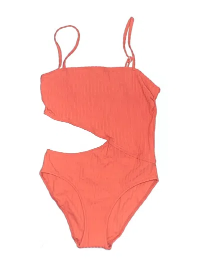 Solid & Striped One Piece Swimsuit In Orange