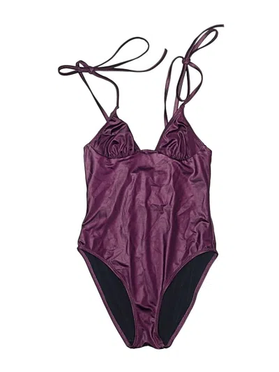 Pre-owned Solid & Striped One Piece Swimsuit In Purple