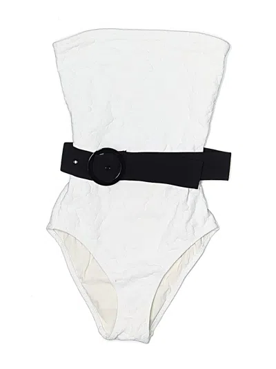 Pre-owned Solid & Striped One Piece Swimsuit In White