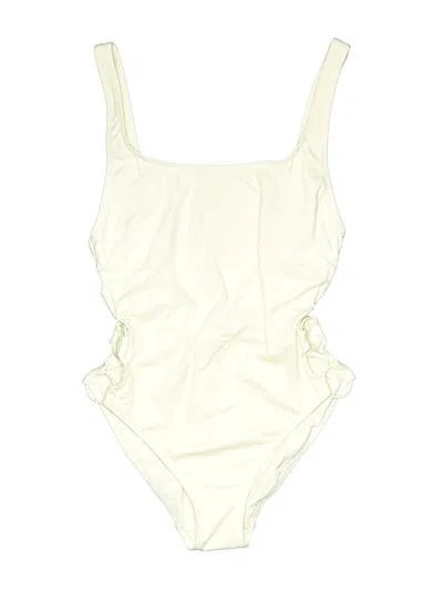 Pre-owned Solid & Striped One Piece Swimsuit In White