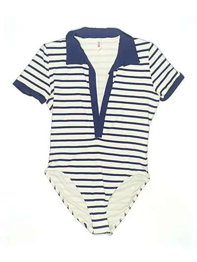 Pre-owned Solid & Striped One Piece Swimsuit In White