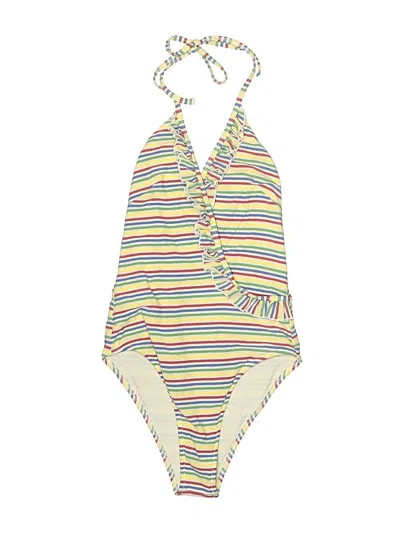 Pre-owned Solid & Striped One Piece Swimsuit In Yellow
