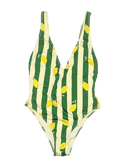 Pre-owned Solid & Striped One Piece Swimsuit In Yellow