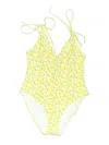Solid & Striped One Piece Swimsuit In Yellow