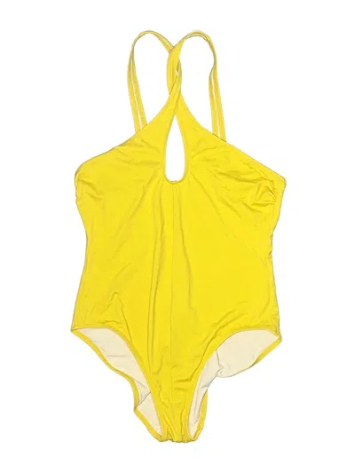 Pre-owned Solid & Striped One Piece Swimsuit In Yellow