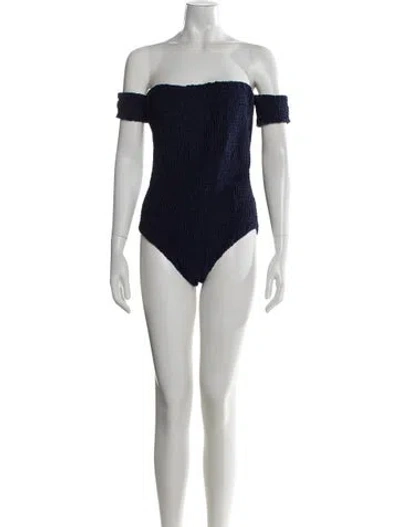Pre-owned Solid & Striped One-piece W/ Tags In Blue