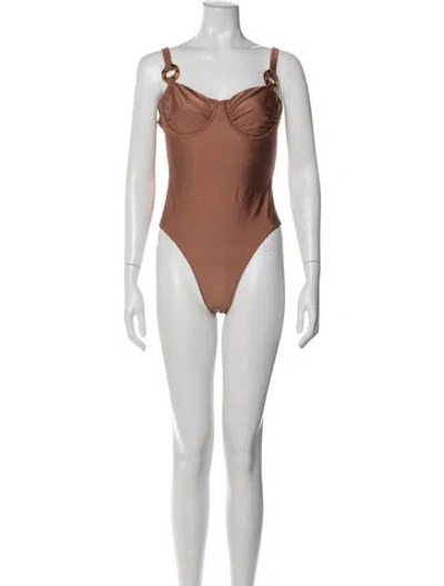 Pre-owned Solid & Striped One-piece W/ Tags In Neutral
