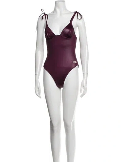Pre-owned Solid & Striped One-piece W/ Tags In Purple