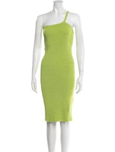 Pre-owned Solid & Striped One-shoulder Knee-length Dress In Green