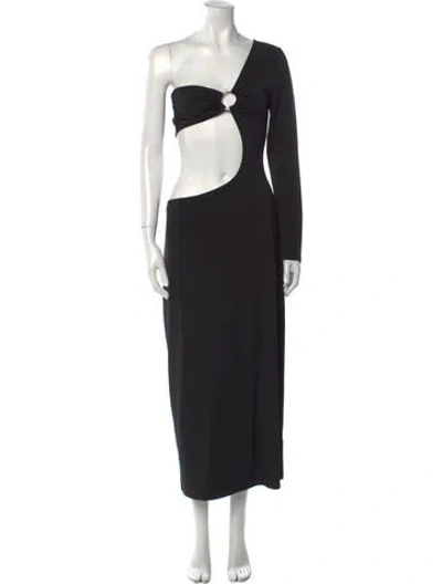 Pre-owned Solid & Striped One-shoulder Long Dress In Black