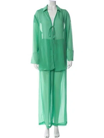 Pre-owned Solid & Striped Pant Set In Green
