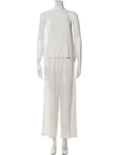 Pre-owned Solid & Striped Pant Set In White