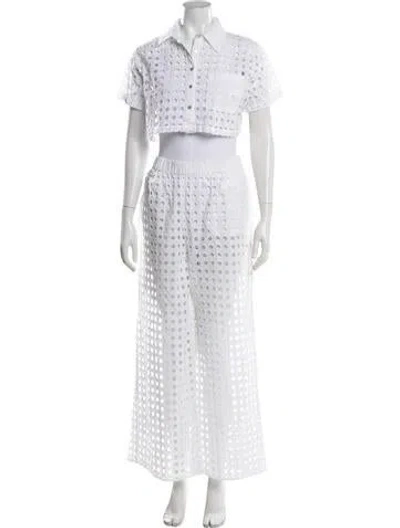 Pre-owned Solid & Striped Pant Set In White