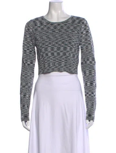 Pre-owned Solid & Striped Patterned Crew Neck Crop Top In Multi