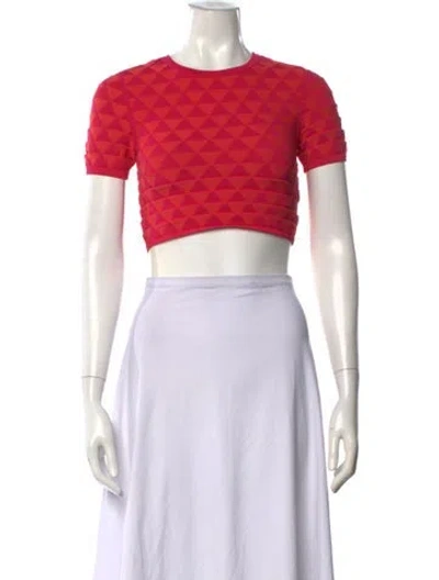 Pre-owned Solid & Striped Patterned Crew Neck Crop Top In Yellow