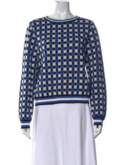 Pre-owned Solid & Striped Patterned Crew Neck Sweater In Blue