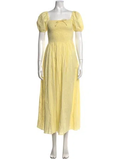 Pre-owned Solid & Striped Patterned Long Dress W/ Tags In Yellow