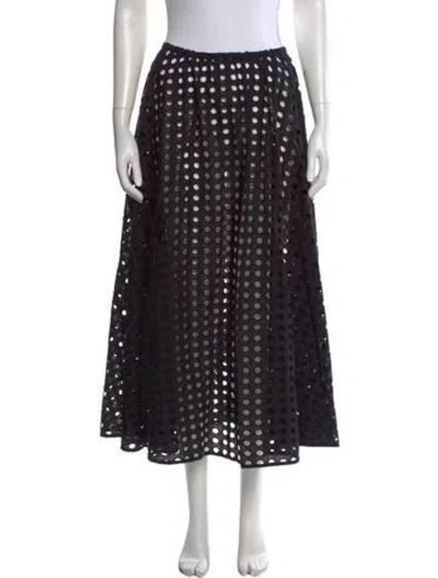 Pre-owned Solid & Striped Patterned Long Skirt In Black