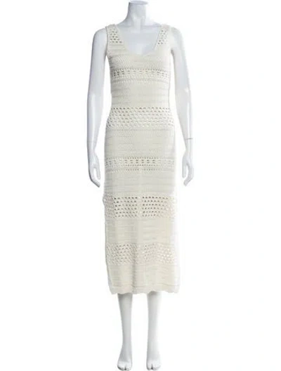 Pre-owned Solid & Striped Patterned Midi Length Dress In Neutrals