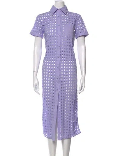 Pre-owned Solid & Striped Patterned Midi Length Dress In Purple