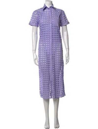Pre-owned Solid & Striped Patterned Midi Length Dress In Purple