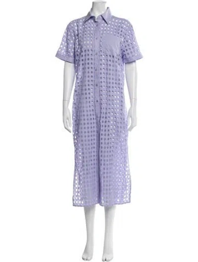 Pre-owned Solid & Striped Patterned Midi Length Dress In Purple