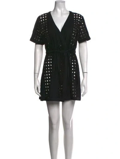 Pre-owned Solid & Striped Patterned Mini Dress In Black