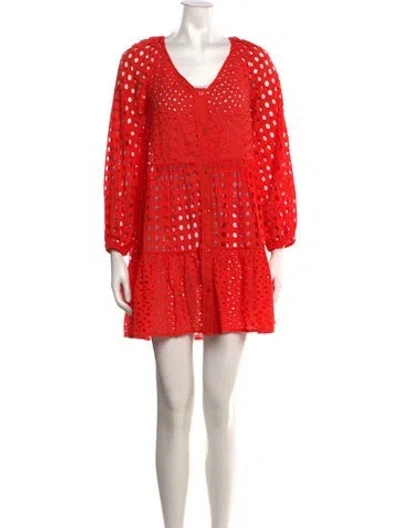 Pre-owned Solid & Striped Patterned Mini Dress In Orange