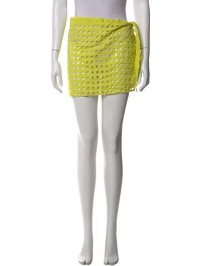 Pre-owned Solid & Striped Patterned Mini Skirt In Green