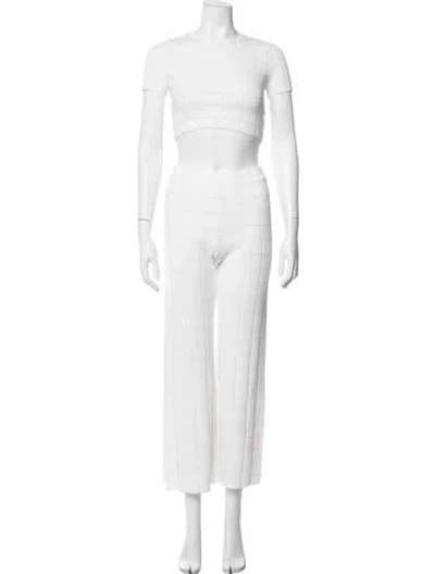 Pre-owned Solid & Striped Patterned Pant Set In Neutral