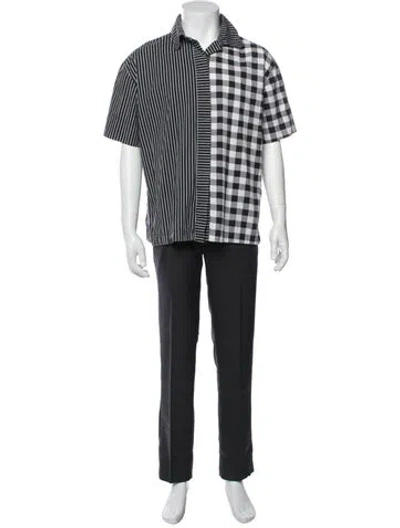 Pre-owned Solid & Striped Patterned Short Sleeve Shirt In Black