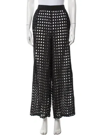 Pre-owned Solid & Striped Patterned Wide Leg Pants In Black