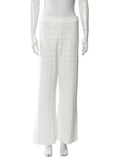 Pre-owned Solid & Striped Patterned Wide Leg Pants In White