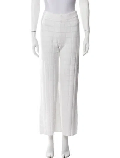 Pre-owned Solid & Striped Patterned Wide Leg Pants In White