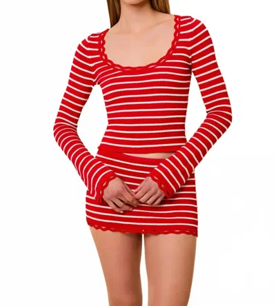 Solid & Striped Penelope Striped Long Sleeve Top In Tucked Stripe Red In Multi