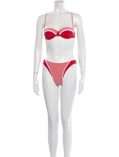 Pre-owned Solid & Striped Plaid Print Bikini In Pink