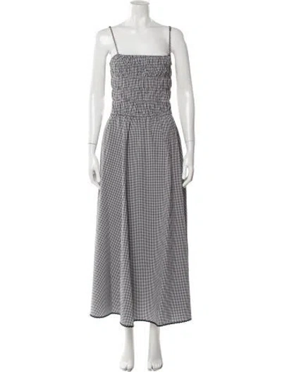 Pre-owned Solid & Striped Plaid Print Long Dress In Black