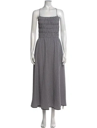 Pre-owned Solid & Striped Plaid Print Long Dress In Black