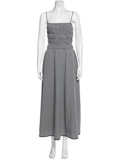 Pre-owned Solid & Striped Plaid Print Long Dress In Black