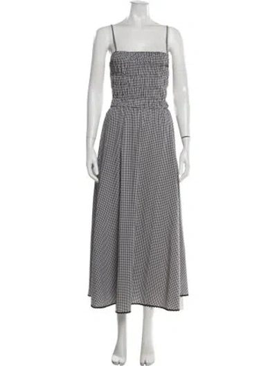 Pre-owned Solid & Striped Plaid Print Long Dress In Black