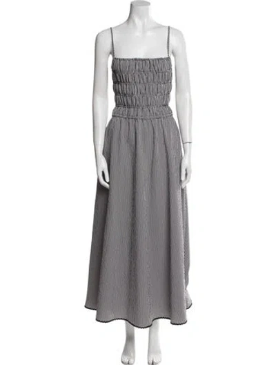 Pre-owned Solid & Striped Plaid Print Long Dress In Blue