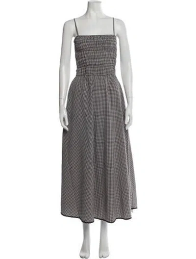 Pre-owned Solid & Striped Plaid Print Long Dress In Blue