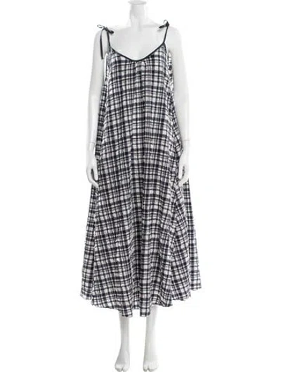 Pre-owned Solid & Striped Plaid Print Long Dress In Multi