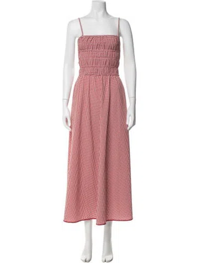 Pre-owned Solid & Striped Plaid Print Long Dress In Pink