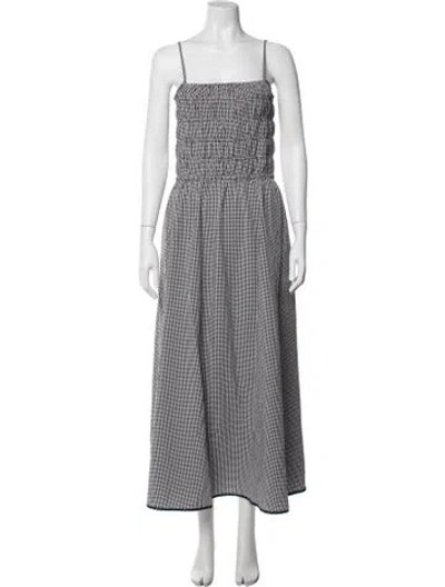 Pre-owned Solid & Striped Plaid Print Long Dress W/ Tags In Blue