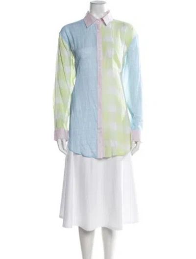 Pre-owned Solid & Striped Plaid Print Long Sleeve Button-up Top In Multi